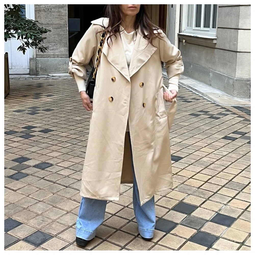 74 Made in France Fabulous Spring Belted Trench Coat jacket - Picture 5 of 7